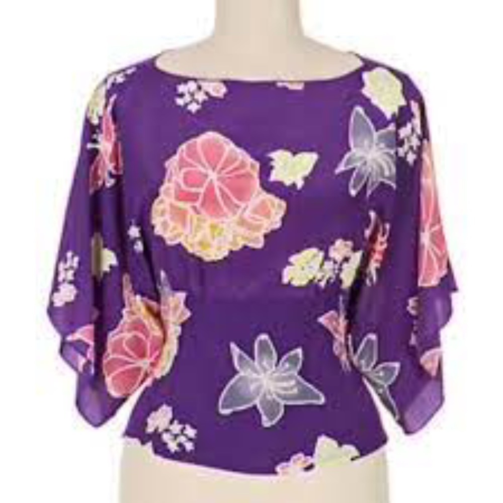 Anna Sui/Anthropologie Purple Kimono Sleeve Top 0
